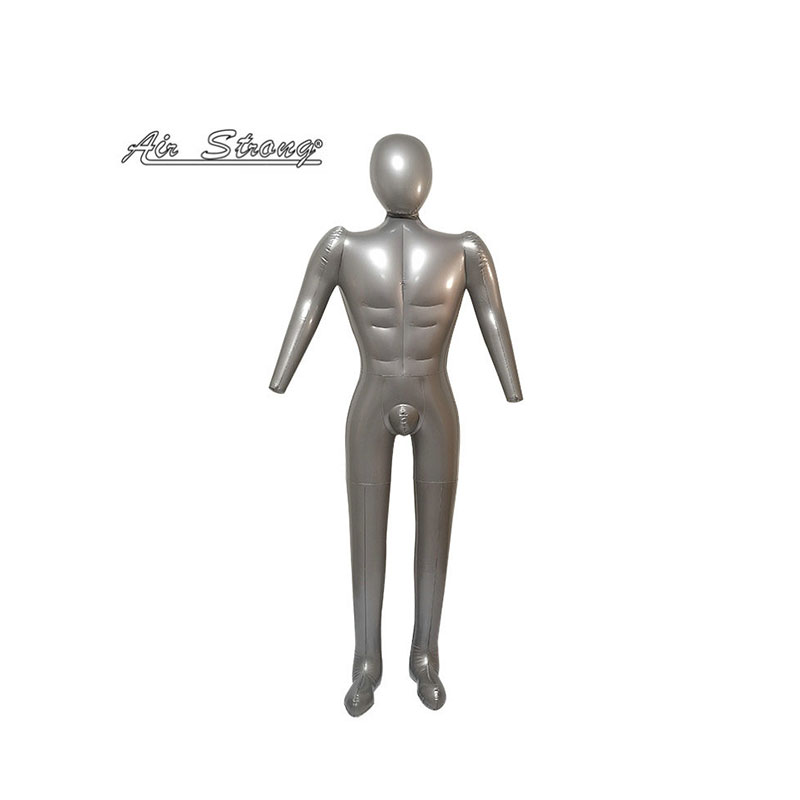 Oppustelig PVC mandlige mannequin model, fuld størrelse med hoved og arme, plast fuld krop mannequin