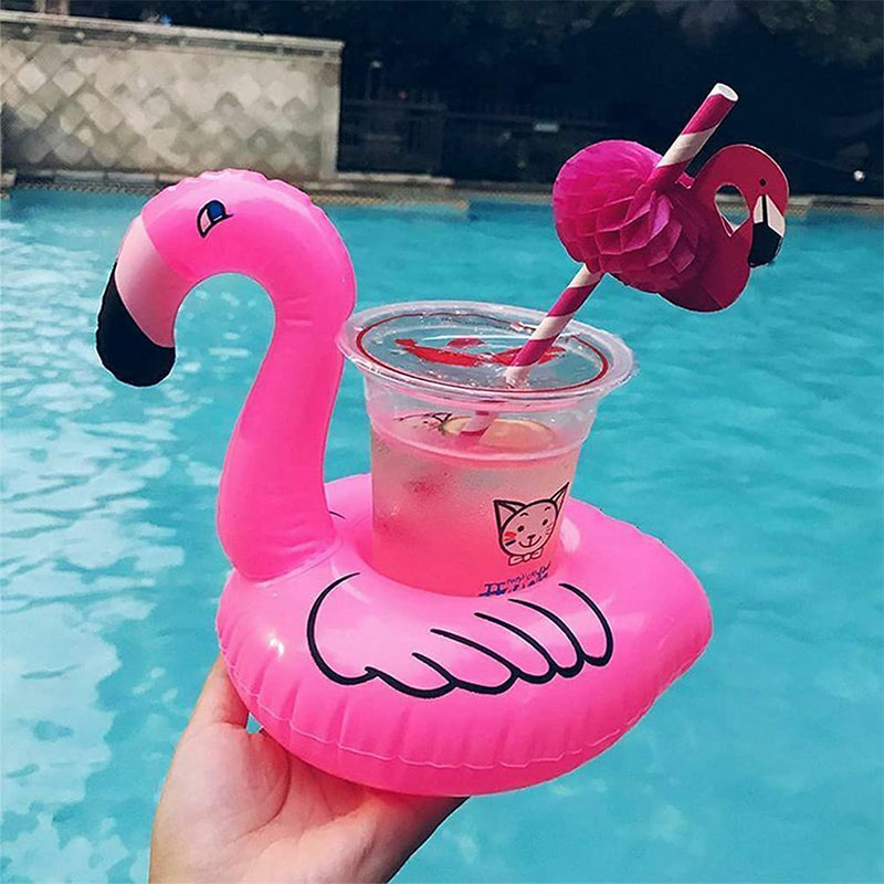 Mini Cup Holder oppustelig flamingo drikke float vand drik sæde